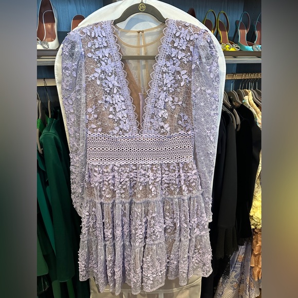 Bronx and Banco Floral Lace Dress in Lavender - Picture 1 of 7